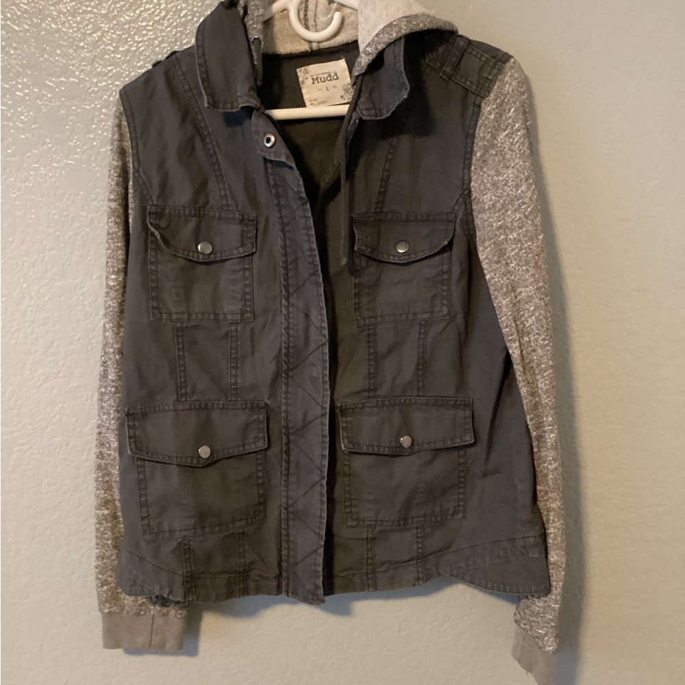 Mudd Gray and Black Hooded Jacket